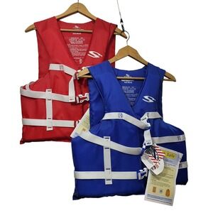 Stearns Adult Oversize Life Jackets Type III PFD Boating Vests Red Blue 2 Pack